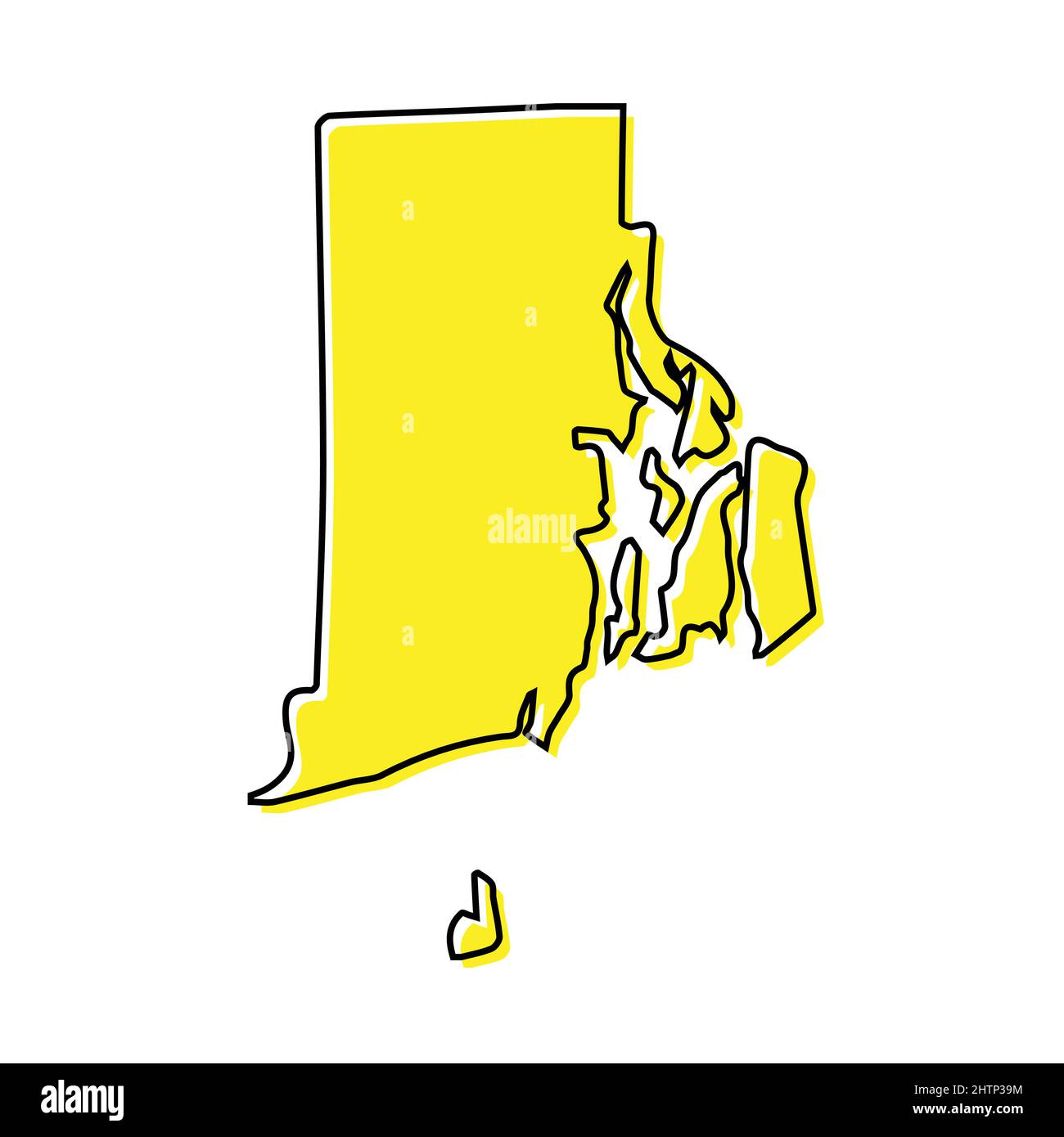 Simple outline map of Rhode Island is a state of United States. Stylized minimal line design Stock Vector