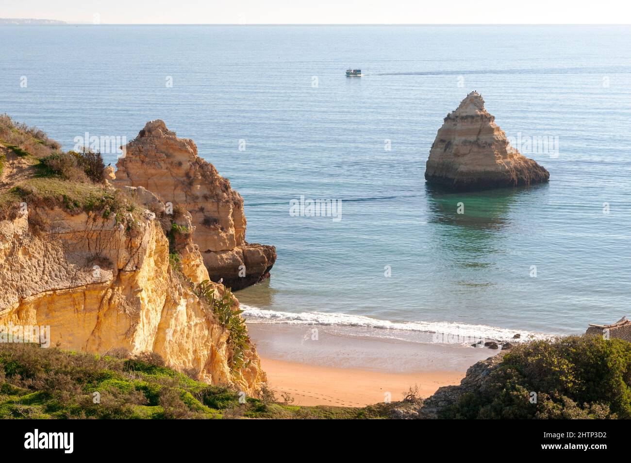 Beautiful each and rock formations of Praia do Pinhao/ Pinhao Beach in Lagos, Algarve, Spain Stock Photo