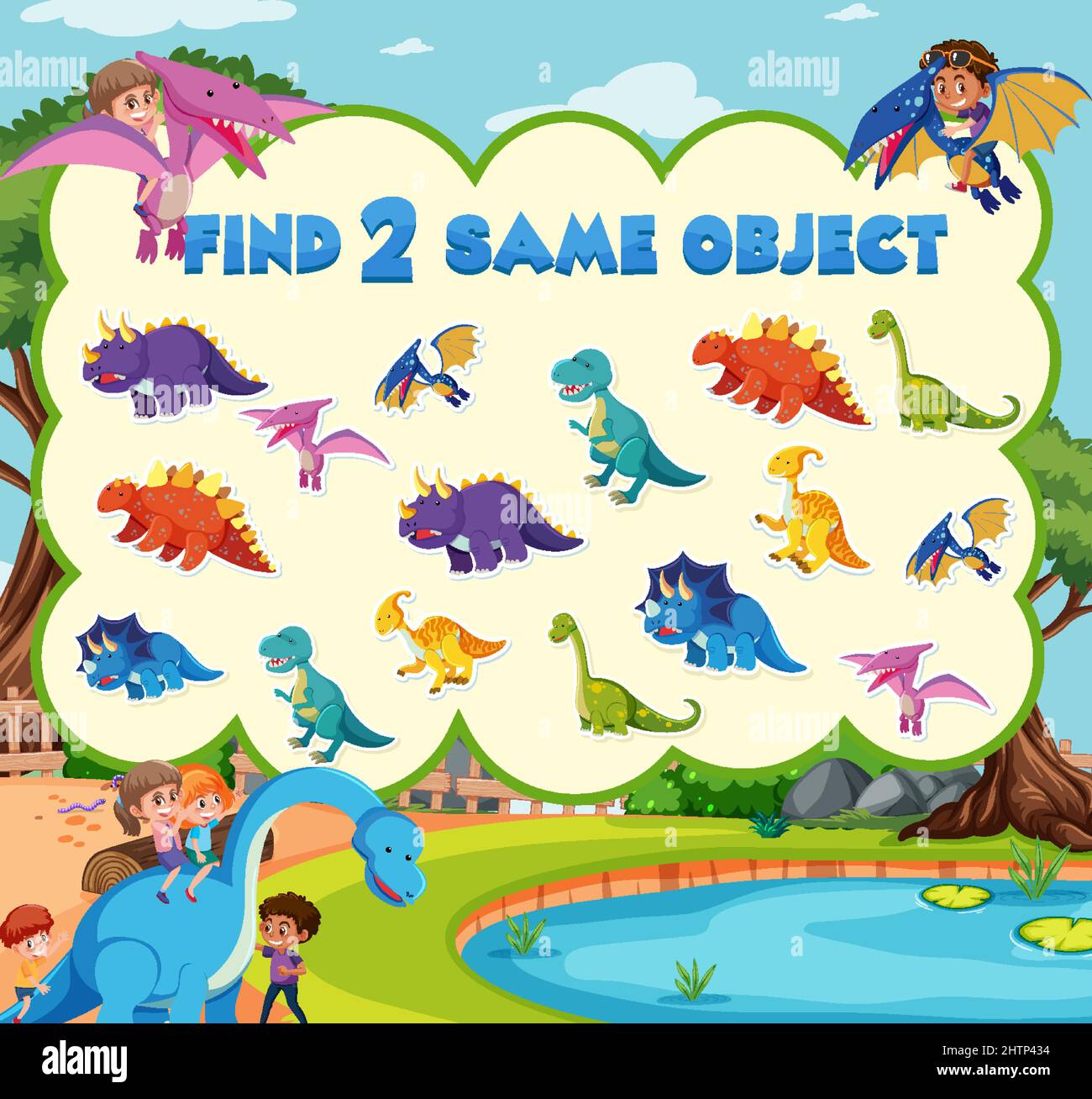 Find object game template of dinosaur illustration Stock Vector Image ...