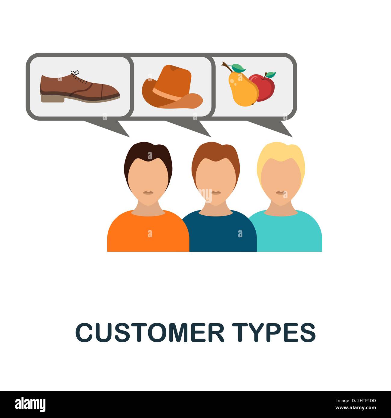 Customer Types flat icon. Colored element sign from growth acceleration collection. Flat Customer Types icon sign for web design, infographics and Stock Vector