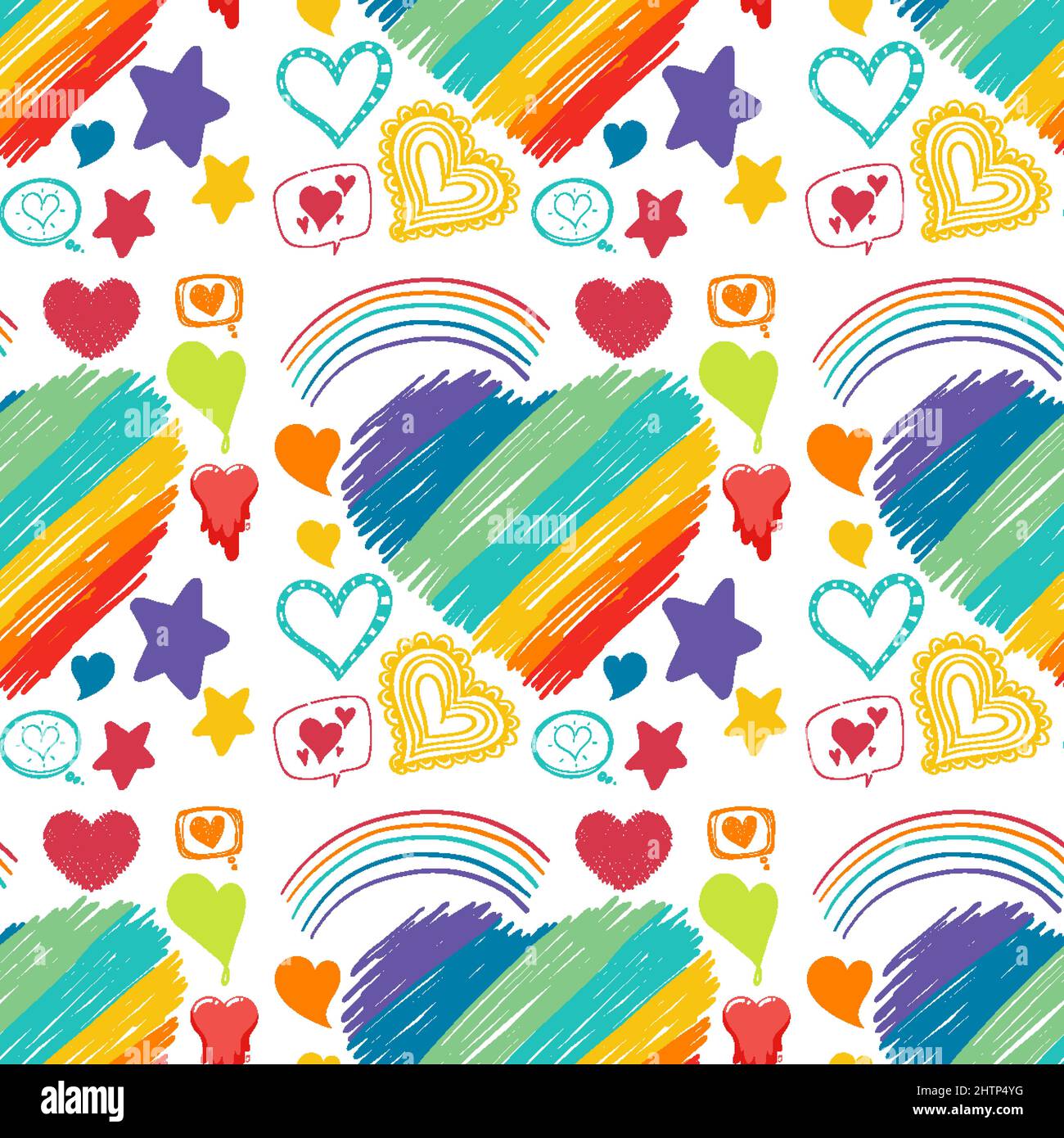 Seamless pattern of heart and rainbow icons illustration Stock Vector ...