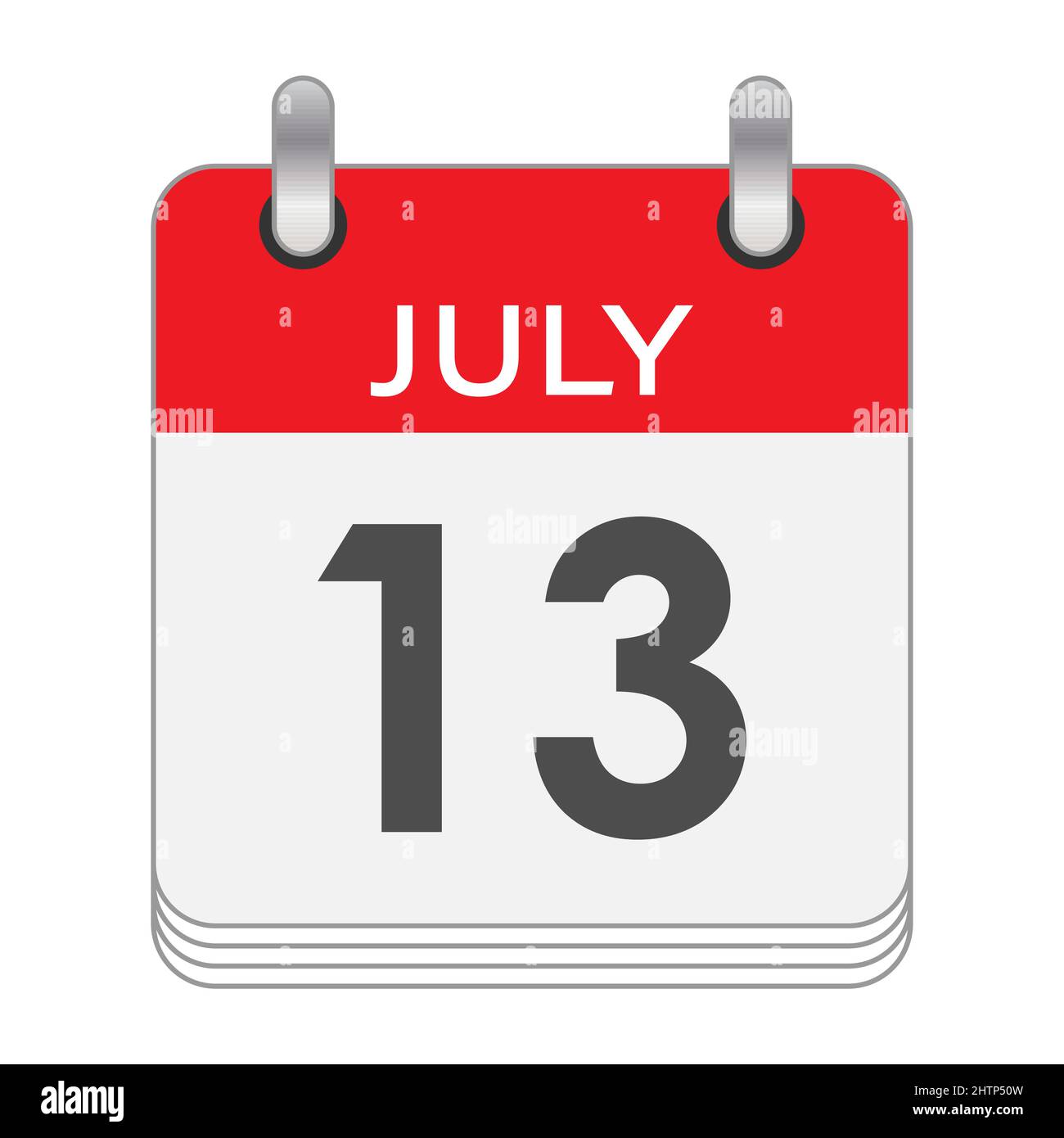 JULY 13. A leaf of the flip calendar with the date of JULY 13. Flat