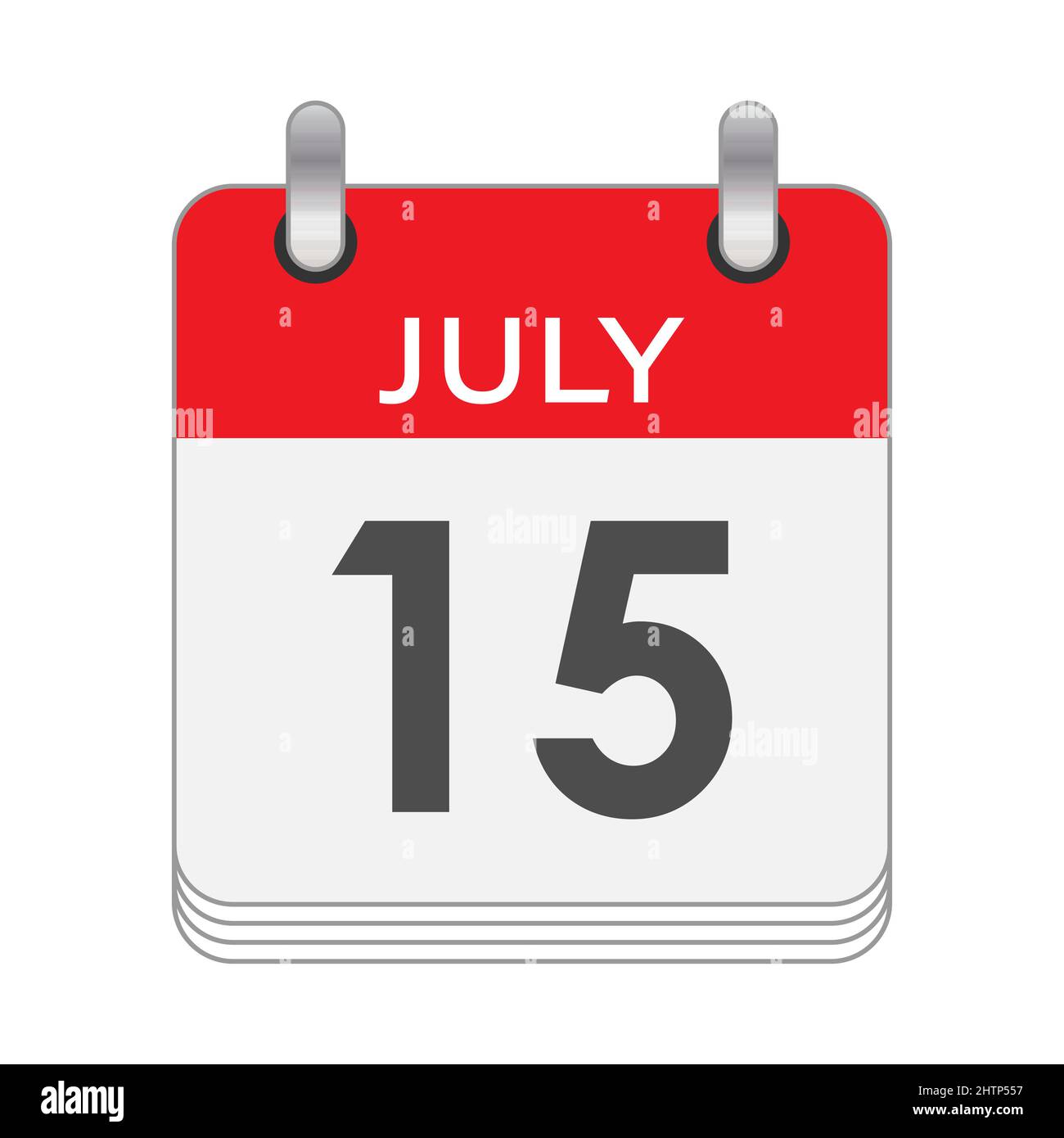 JULY 15. A leaf of the flip calendar with the date of JULY 15. Flat ...