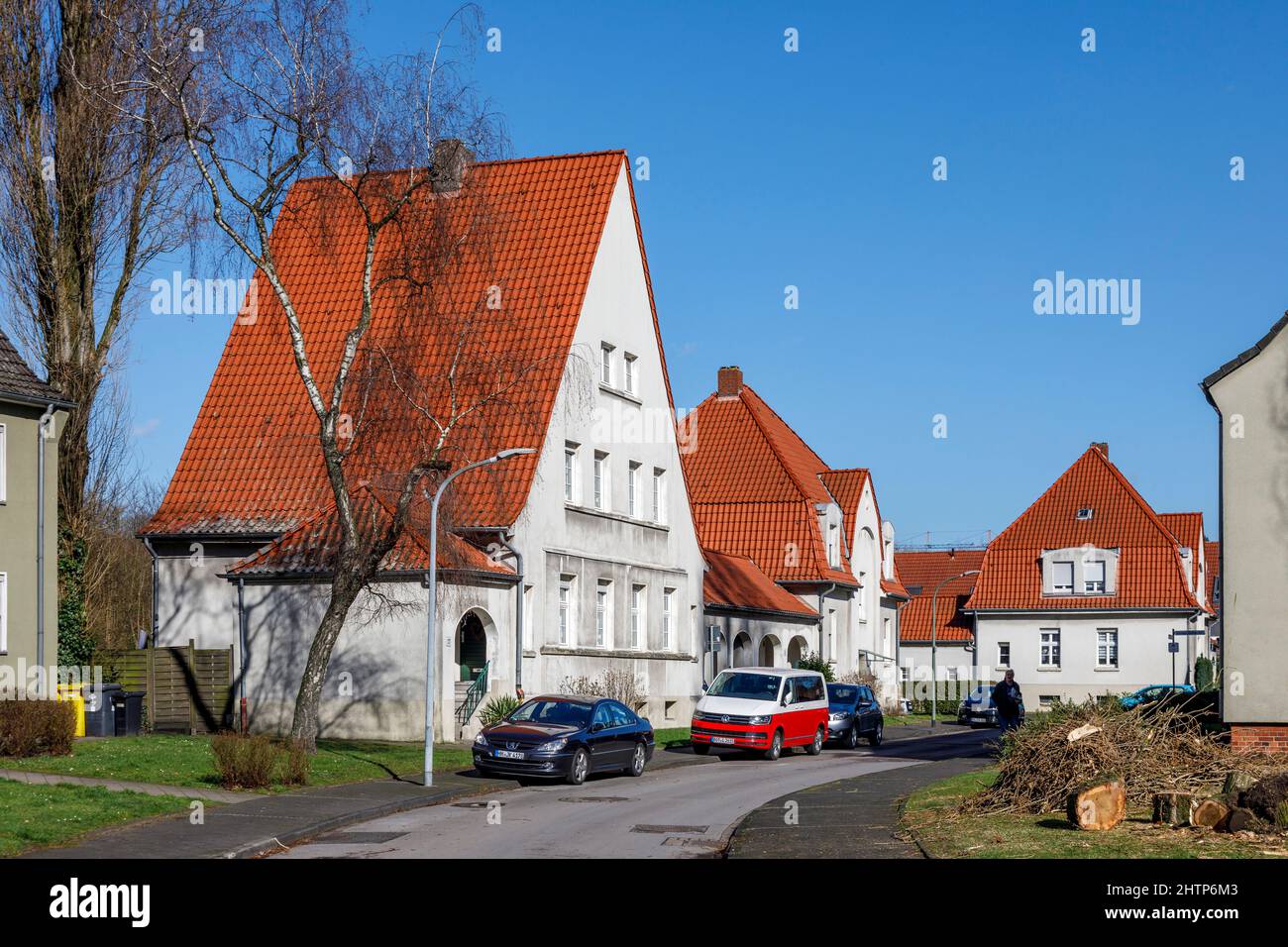 Gartenstadt Welheim settlement in Bottrop, the workers' settlement is part of the Industrial Heritage Route Stock Photo