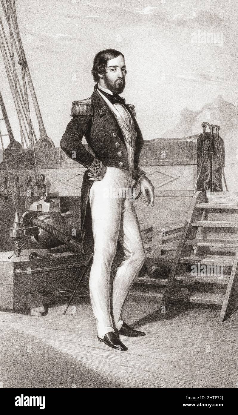 Francois d'Orleans, Prince de Joinville, 1818 – 1900.  French.  Third son of Louis Philippe, King of the French, and his wife Maria Amalia of Naples and Sicily.  He was an admiral in the French Navy.  He brought Napoleon Bonaparte's remains back to France from St. Helena.  After a mid-19th century work by H.J. Backer. Stock Photo