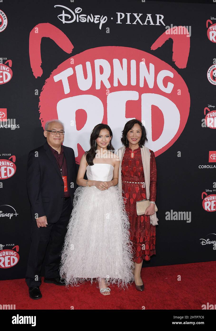 Rosalie Chiang (center) and Parents arrives at Disney's TURNING RED Los(02)