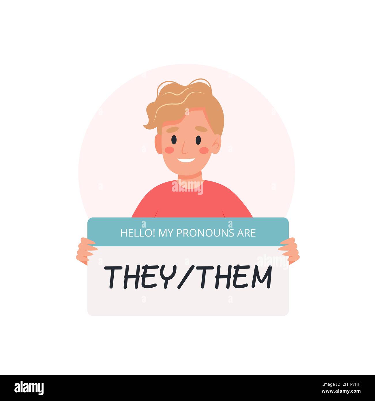 Gender Pronouns Non Binary Person Holding Sign With Pronoun Character Vector Illustration In 2940