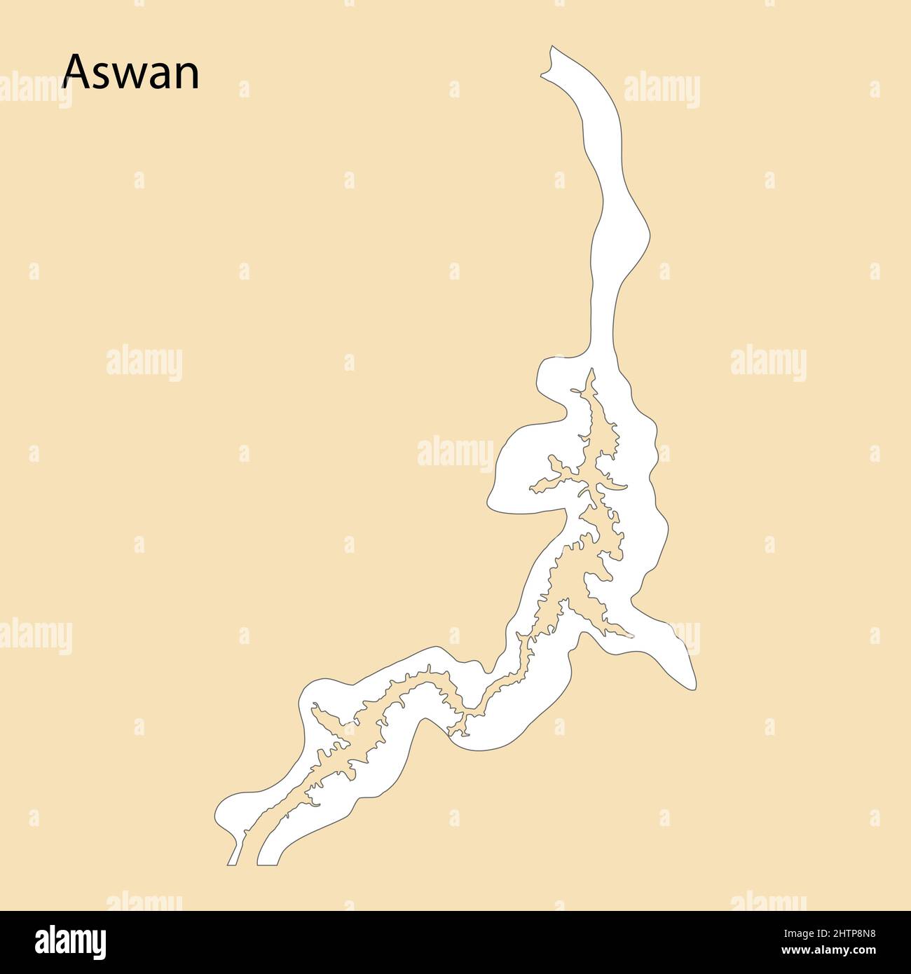 High Quality map of Aswan is a region of Egypt, with borders of the districts Stock Vector