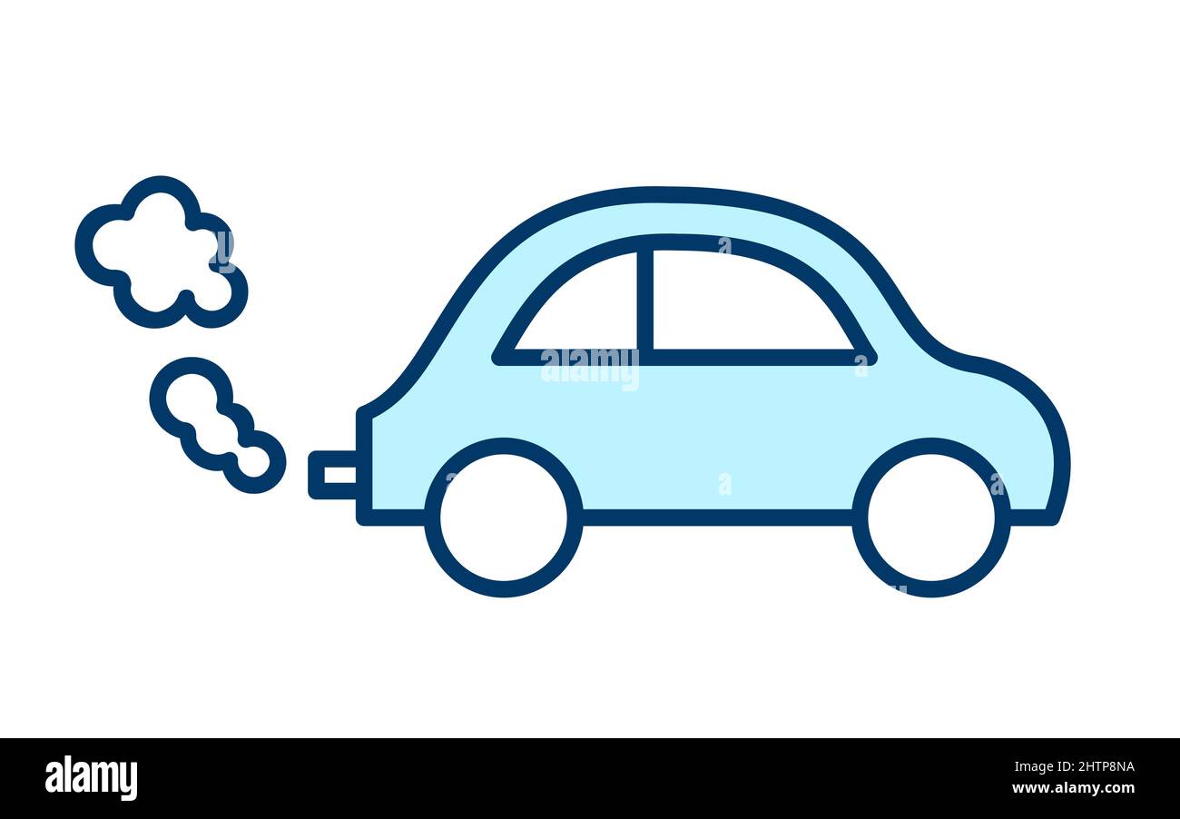 Cute car with exhaust fumes. Cartoon car color icon. Automobile smog as air  pollution symbol. Traffic smoke emission. Greenhouse gas. Vector, flat  Stock Vector Image & Art - Alamy