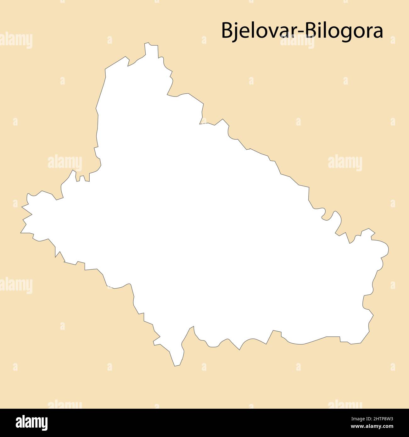 High Quality map of Bjelovar-Bilogora is a region of Croatia, with borders of the districts Stock Vector