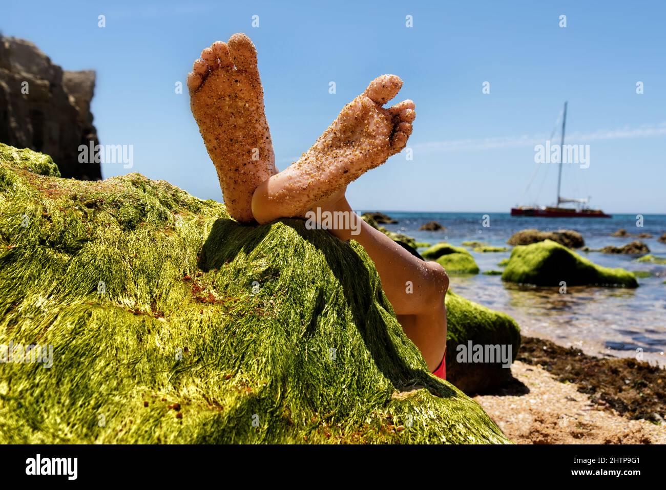 Persons feet on rock hi-res stock photography and images - Alamy