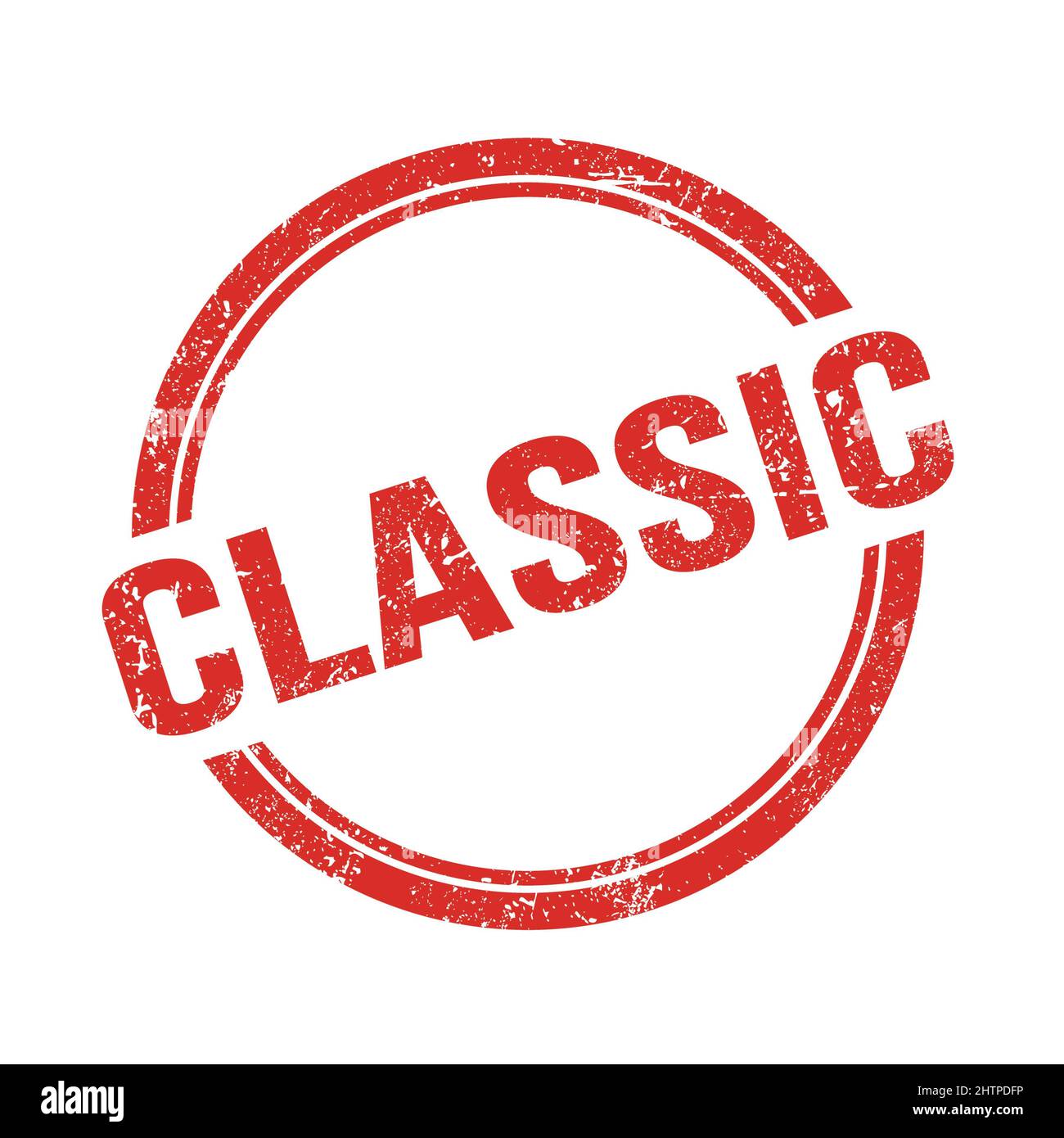CLASSIC text written on red grungy vintage round stamp Stock Photo - Alamy