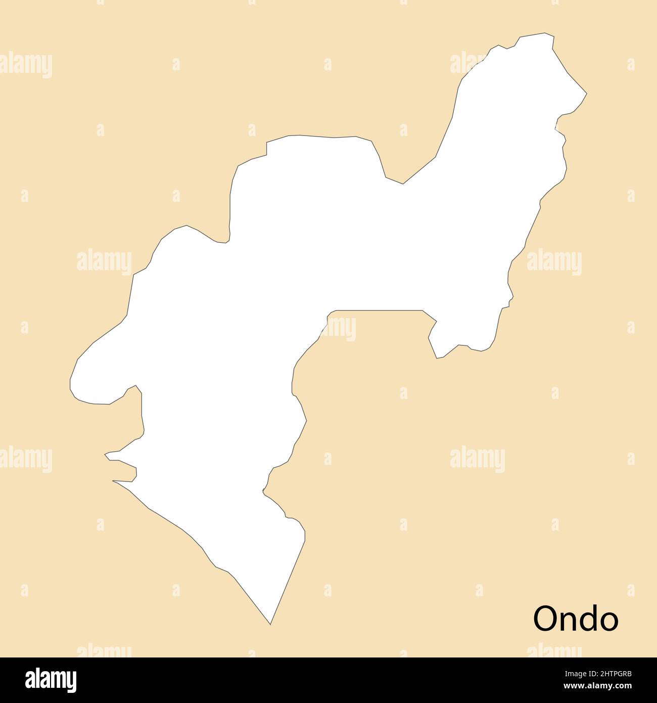 High Quality map of Ondo is a region of Nigeria, with borders of the districts Stock Vector