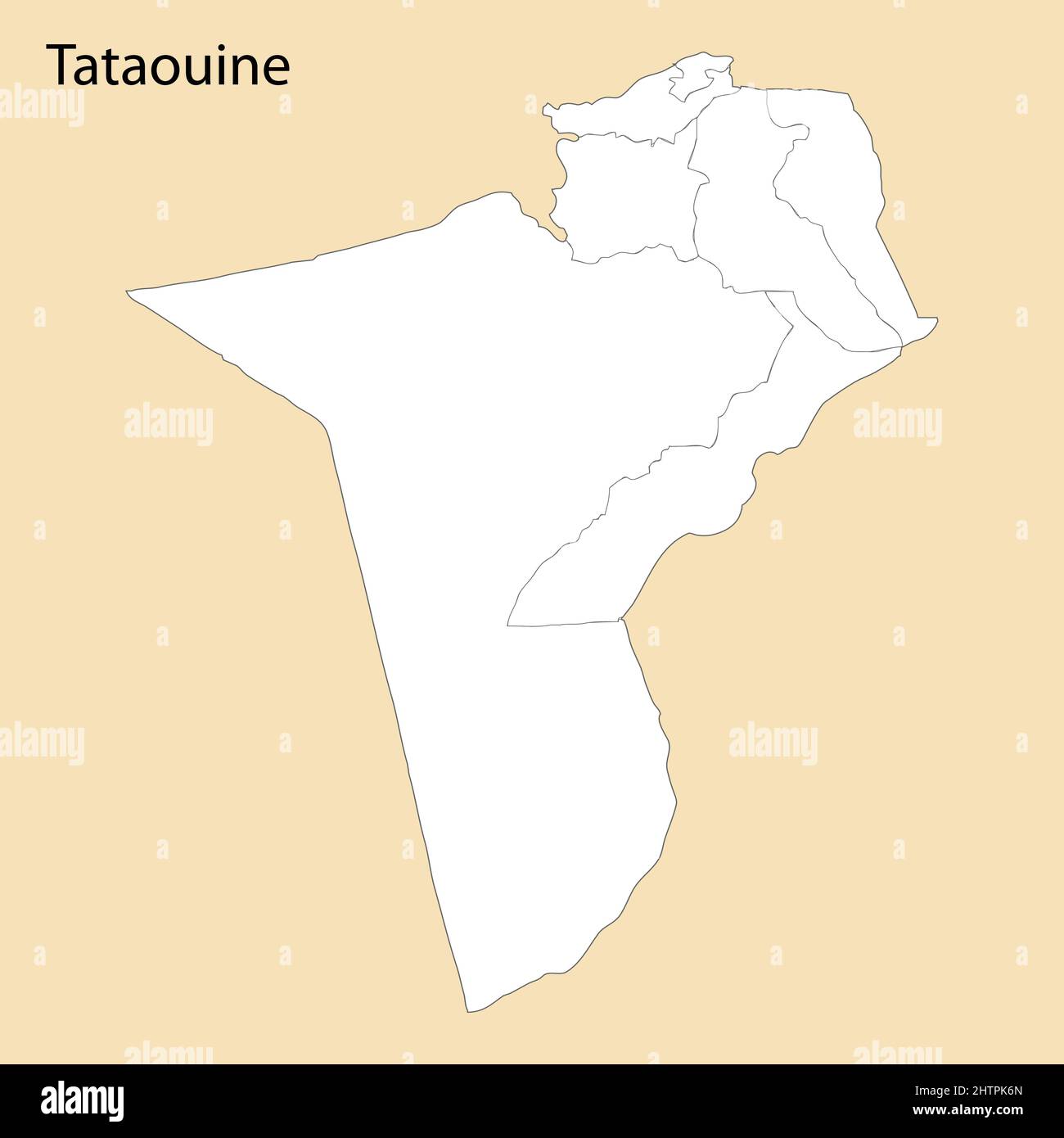 High Quality map of Tataouine is a region of Tunisia, with borders of the districts Stock Vector