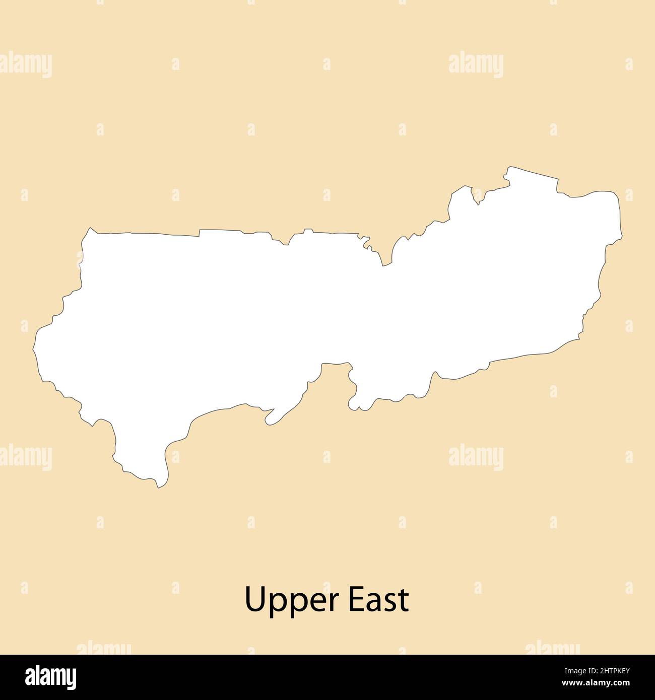 High Quality map of Upper East is a region of Ghana, with borders of