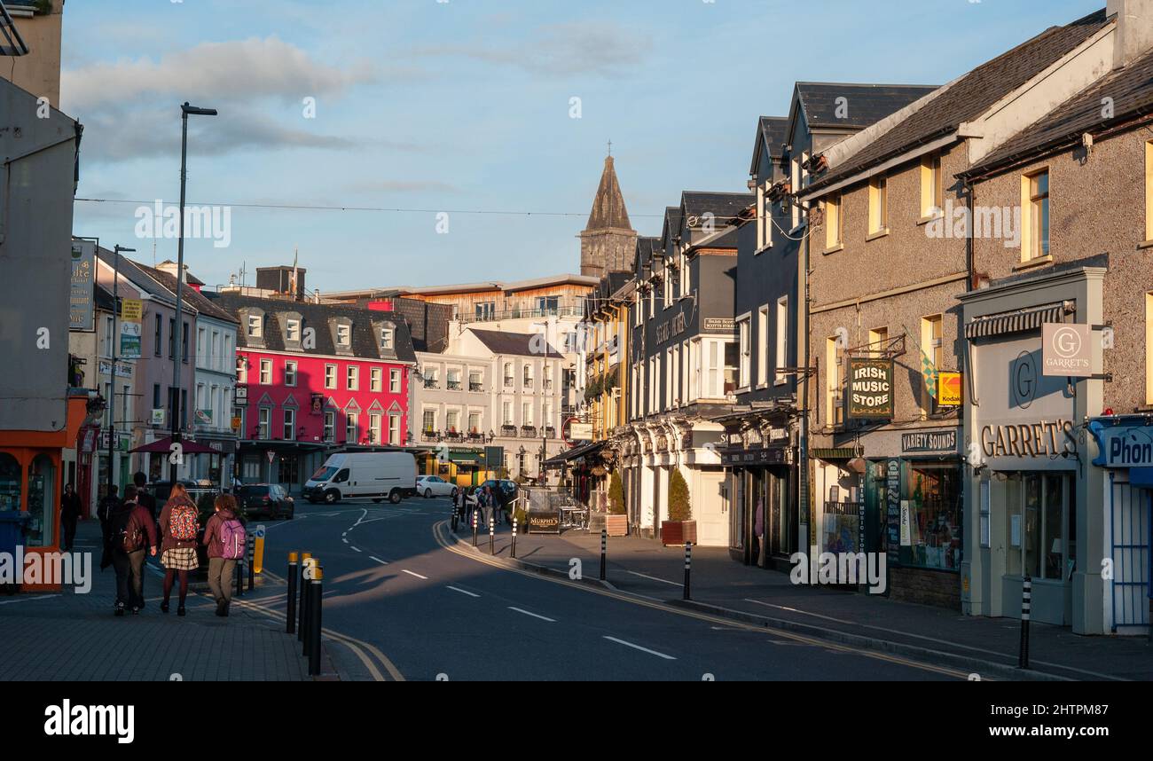 Killarney, Ireland - 25th January 2022: Quite streets of downtown Killarney during winter. Stock Photo