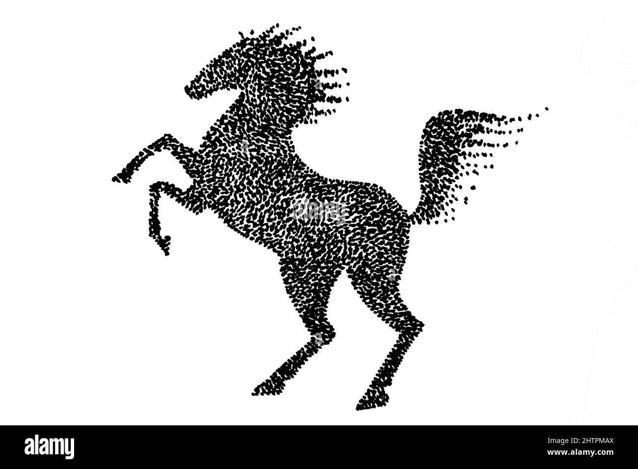 Handdrawn dotted illustration of horse, black ink pen Stock Photo - Alamy