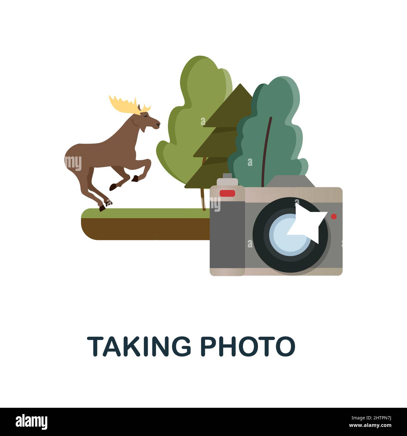 Taking Photo flat icon. Colored element sign from nature collection. Flat Taking Photo icon sign for web design, infographics and more. Stock Vector