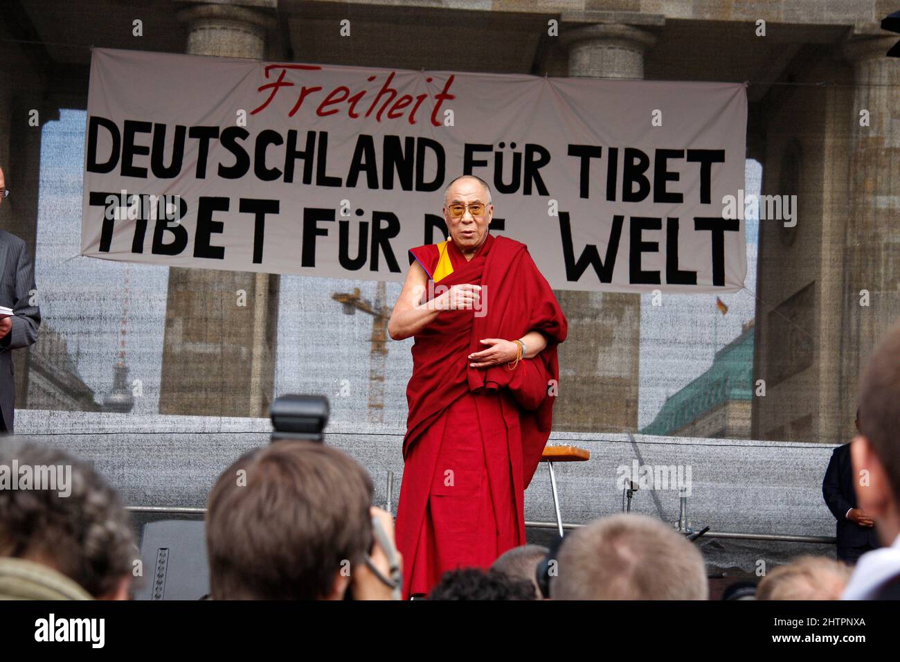 Dalai Lama - Solidaritaetskundgebung fuer Tibet und den Dala Lama, Platz vor dem Brandenburger Tor, 19. Mai 2008, Berlin-Tiergarten (nur fuer redaktio Stock Photo