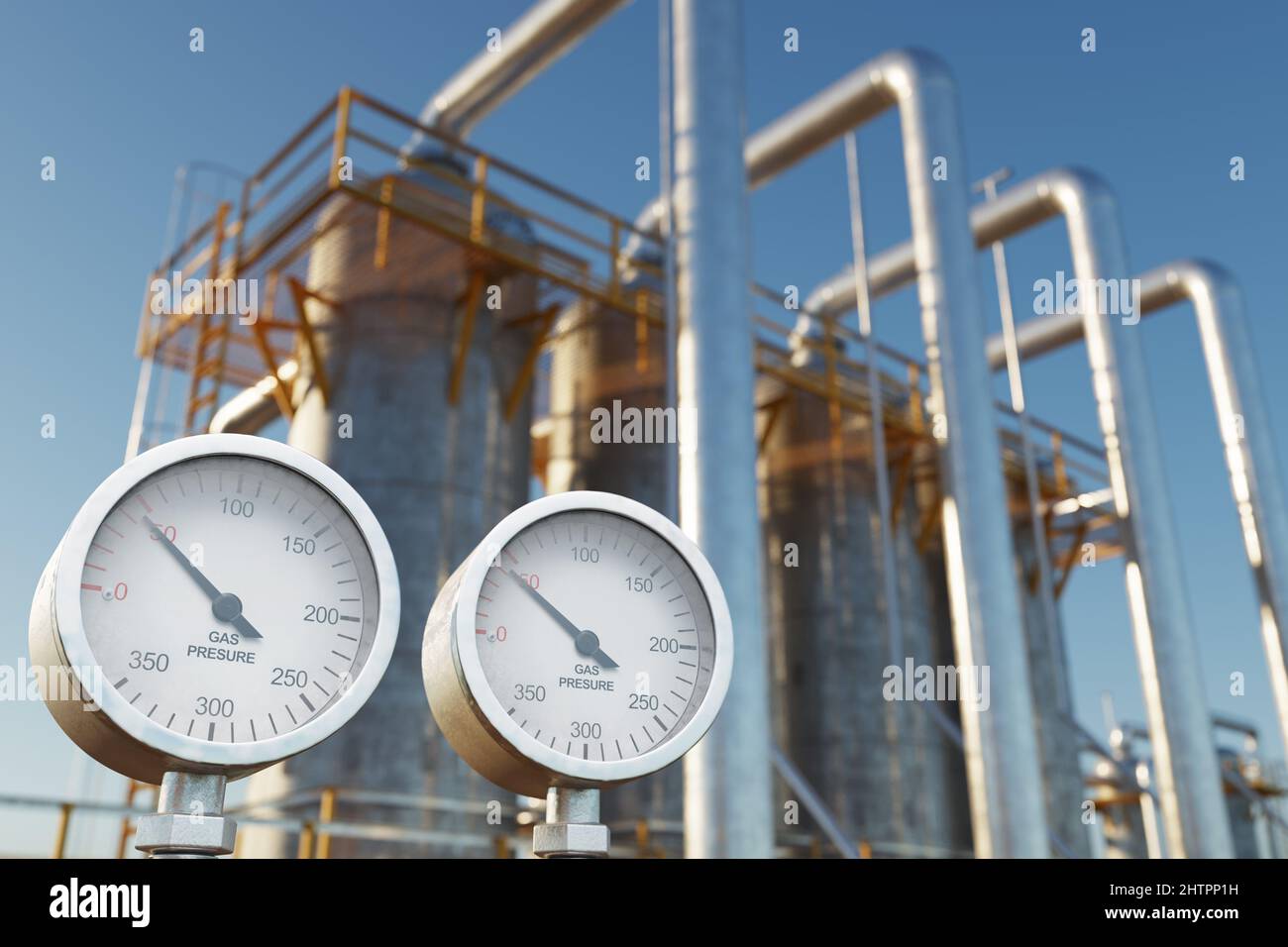 Close up of pressure gauge showing low gas pressure at natural gas