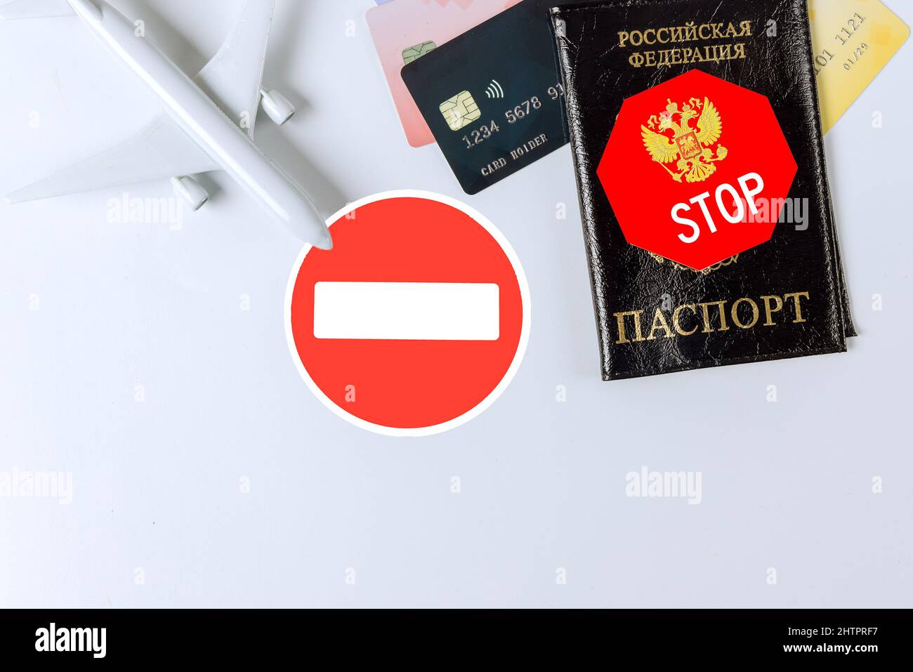 Ban the blocking transactions in russian credit card Stock Photo