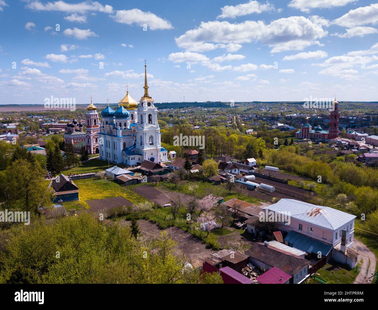 Transfiguration Cathedral and Trinity Church, Bolkhov, Russia Stock Photo