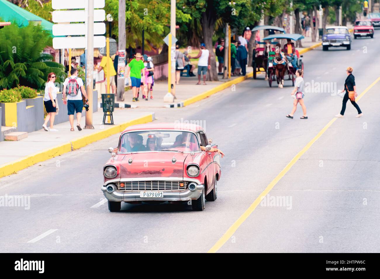 Vintage old classic car in Cuba, 2017. Filtered image Stock Photo Alamy