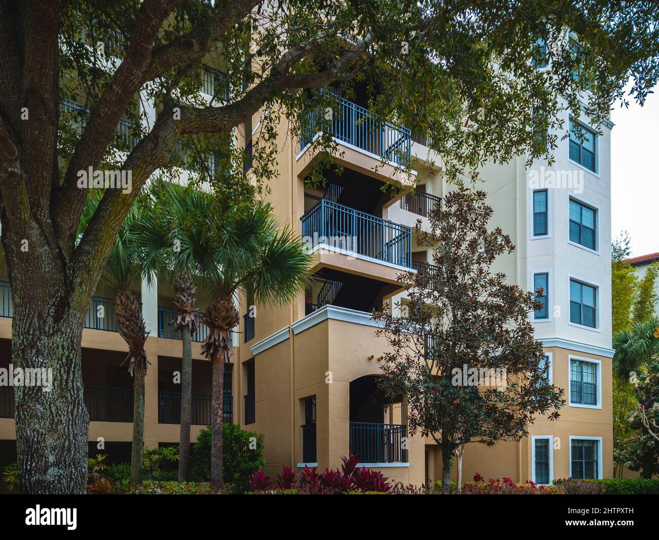 Kissimmee, Florida - February 6, 2022: Closeup View of Apartment Building in Holiday Inn Resort. Stock Photo