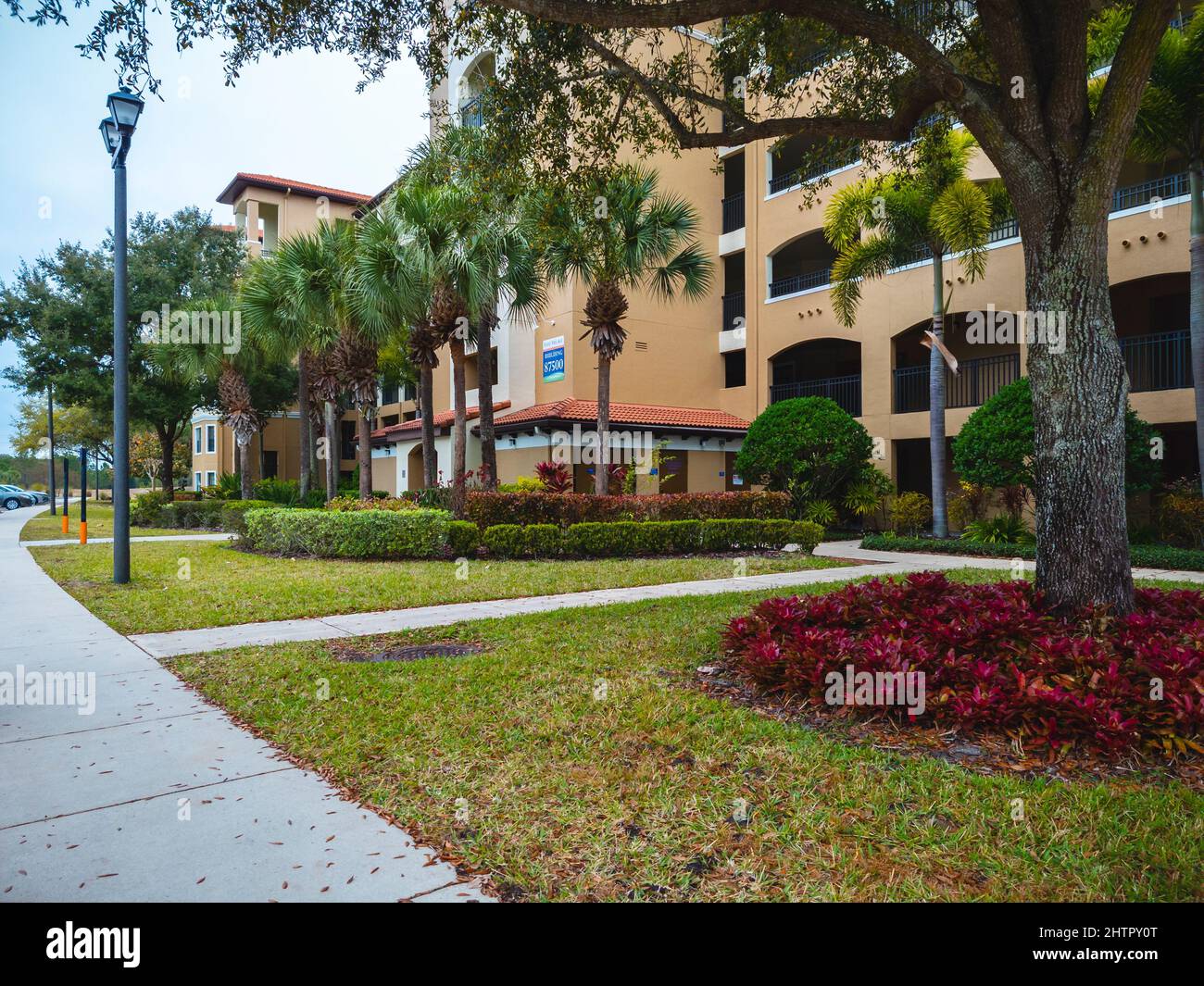 Kissimmee, Florida - February 6, 2022: Wide View of Apartment Building in Holiday Inn Resort. Stock Photo