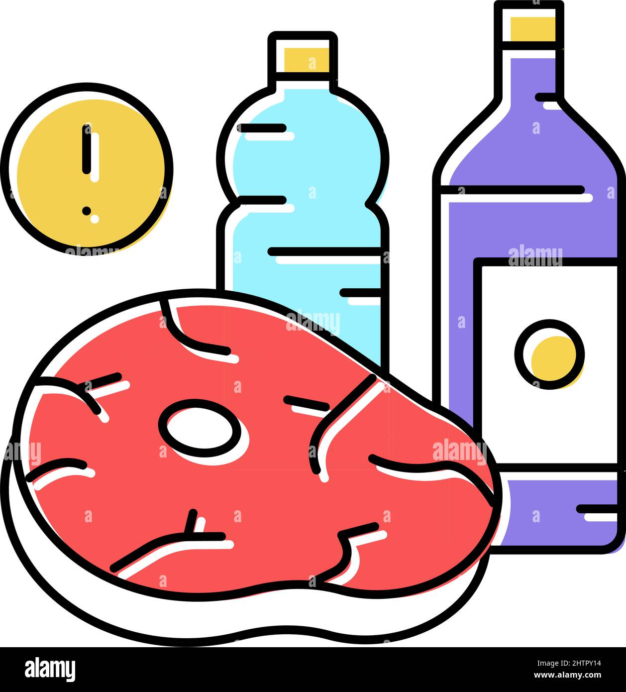 meat, fat oil unhealthy products for gout disease color icon vector