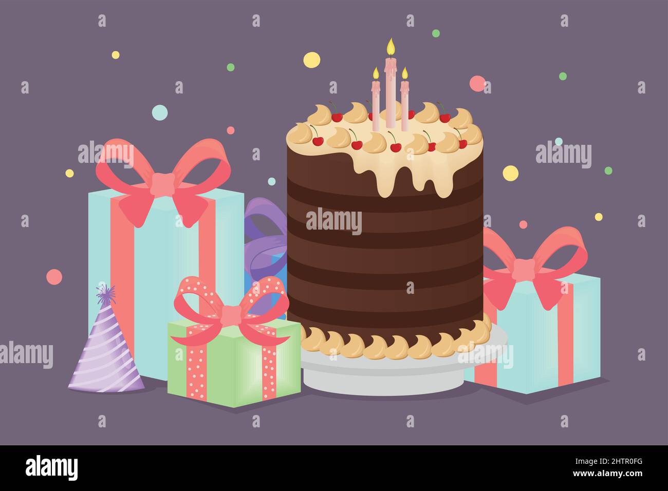 birthday cake with gifts Stock Vector Image & Art - Alamy