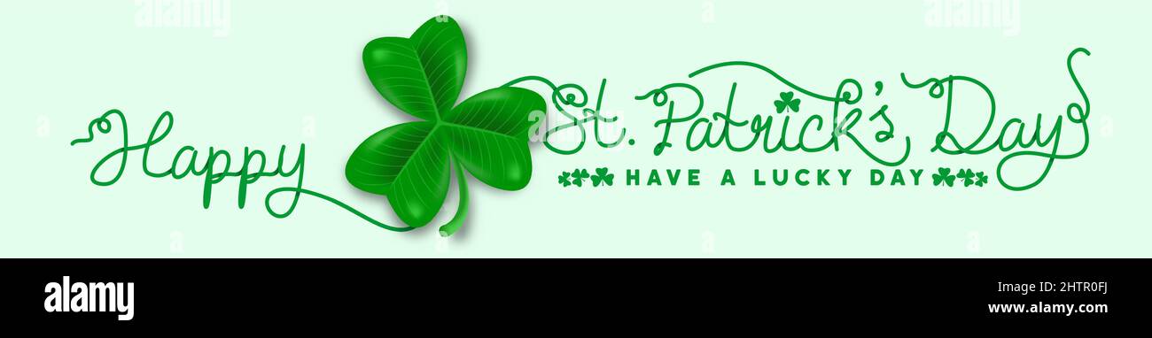 happy st patricks day hand writing vintage retro typography on green background. St. Patrick's Day. shamrock leaf clover. Typography greeting banner. Stock Vector