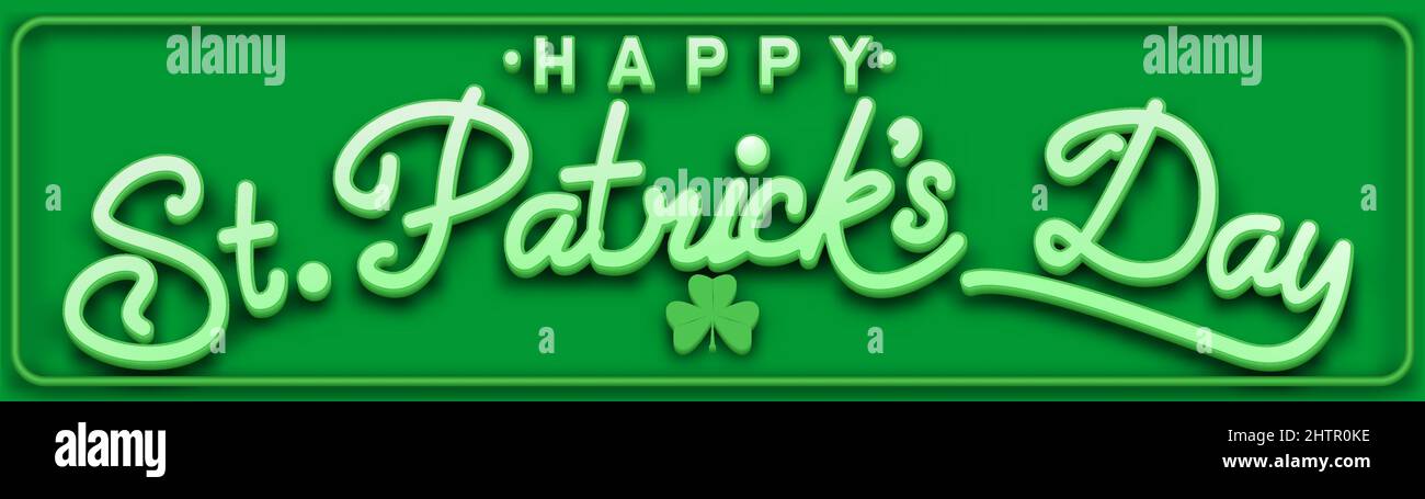 happy st patricks day 3d banner template. St. Patrick's Day. shamrock leaf clover. Typography. Vector illustration. Stock Vector