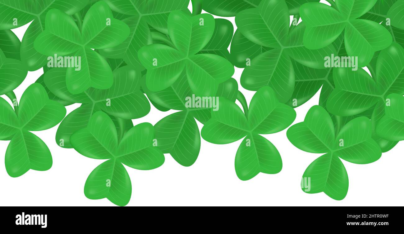 3d shamrock leaf clover pattern. Ditsy print. Motifs scattered random. Seamless Vector illustration. Stock Vector