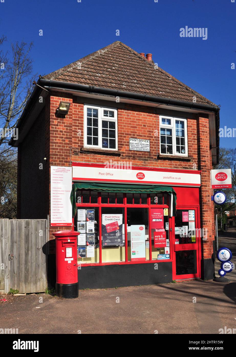 Local post office shop and post box in the village of Knebworth ...