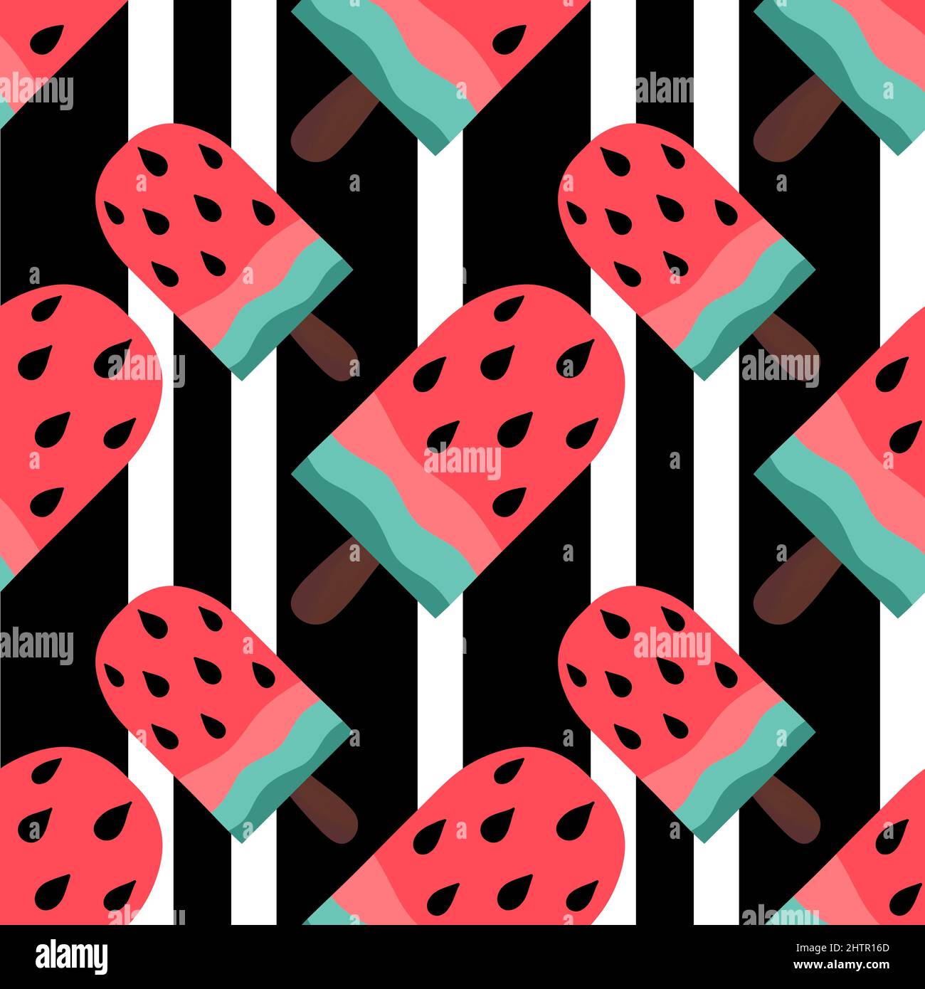 Summer seamless watermelon ice cream pattern for fabrics and packaging ...