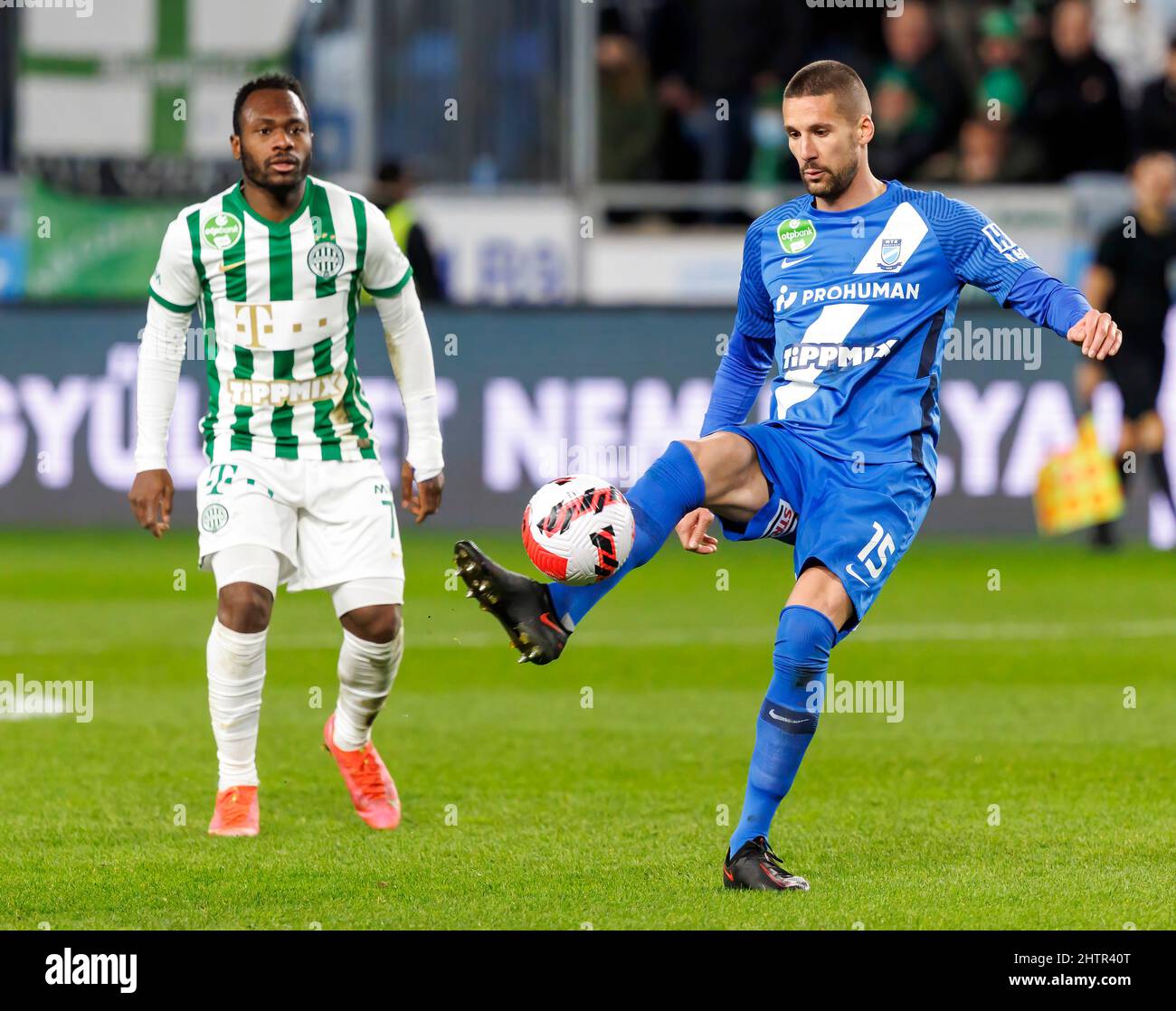 BUDAPEST, HUNGARY - FEBRUARY 15: (r-l) Kenneth Otigba of