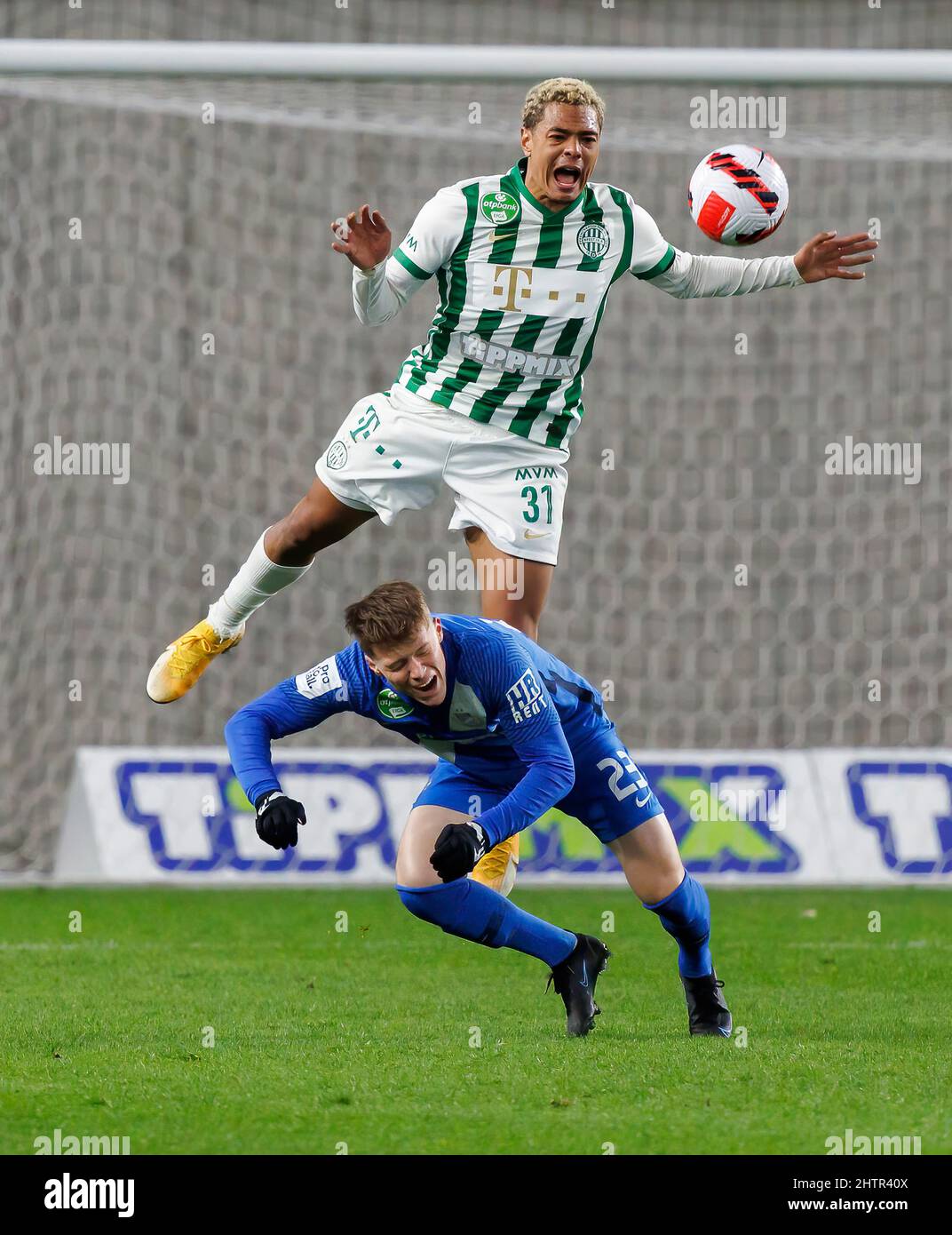 Amer Gojak of Ferencvarosi TC celebrates after scoring a goal with