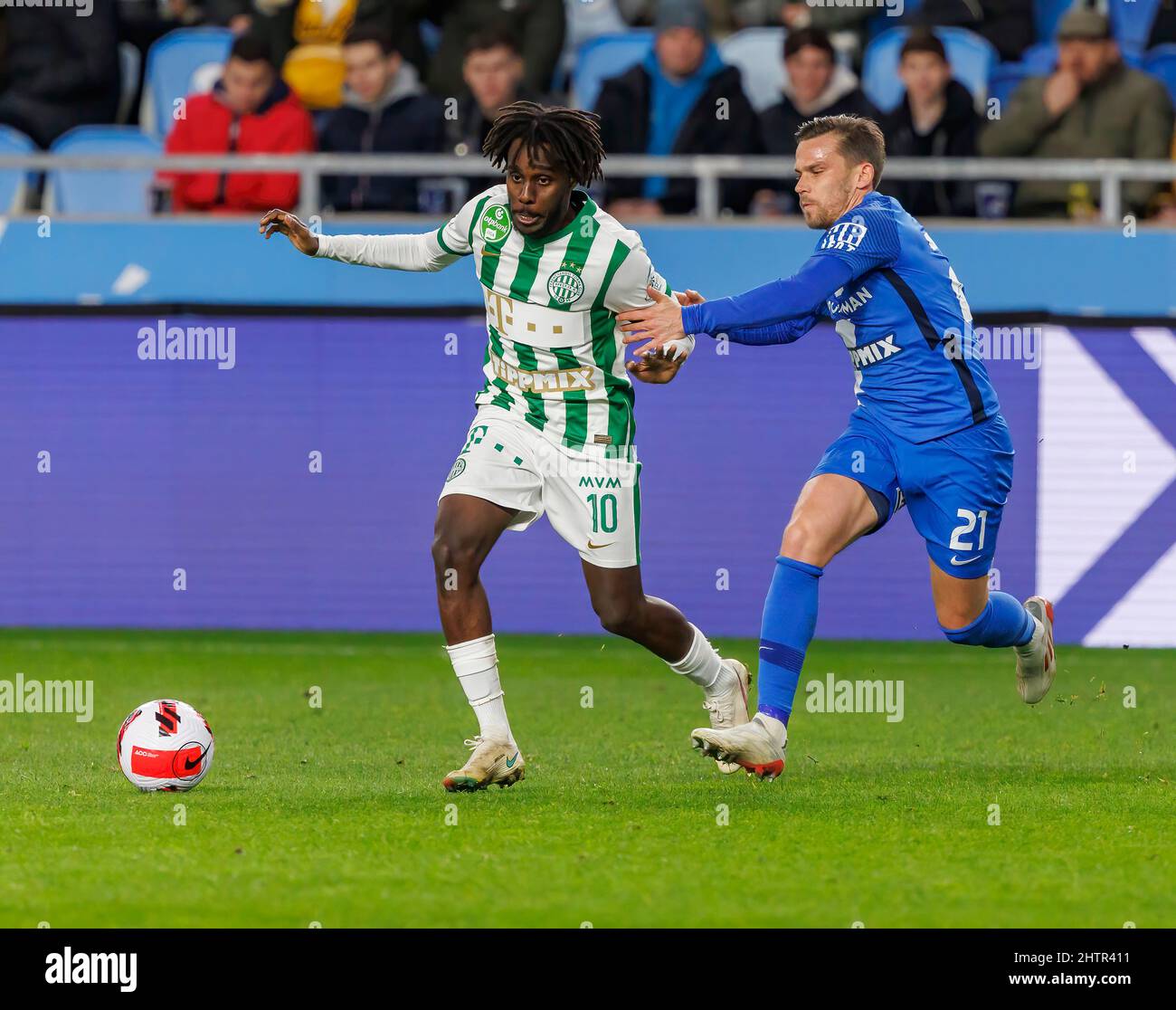 BUDAPEST, HUNGARY - FEBRUARY 19: Jose Marcos Marquinhos of Ferencvarosi TC  reacts during the Hungarian OTP Bank Liga match between MTK Budapest and Ferencvarosi  TC at Hidegkuti Nandor Stadium on February 19