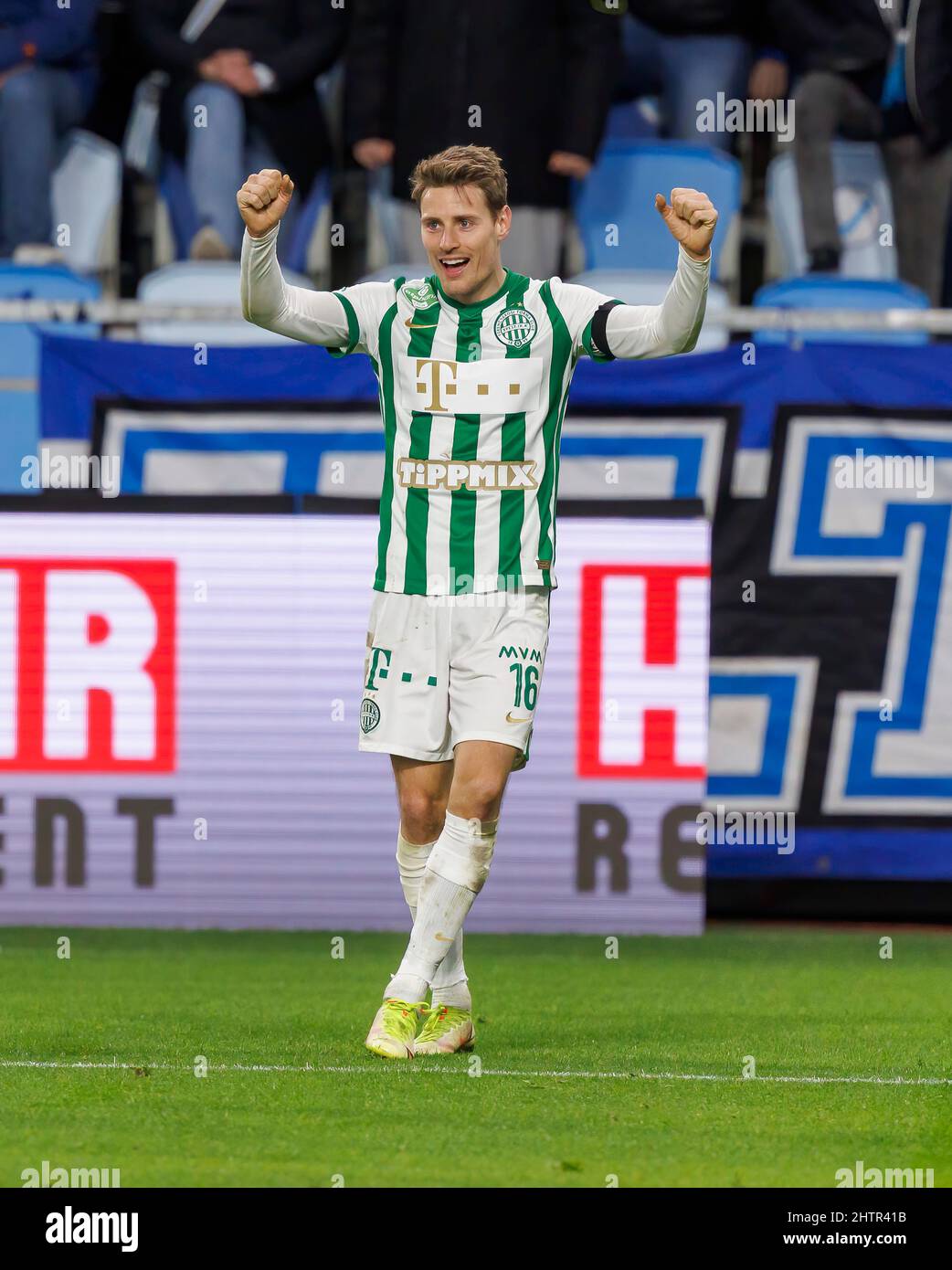 Krisztian Lisztes of Ferencvarosi TC celebrates after scoring a