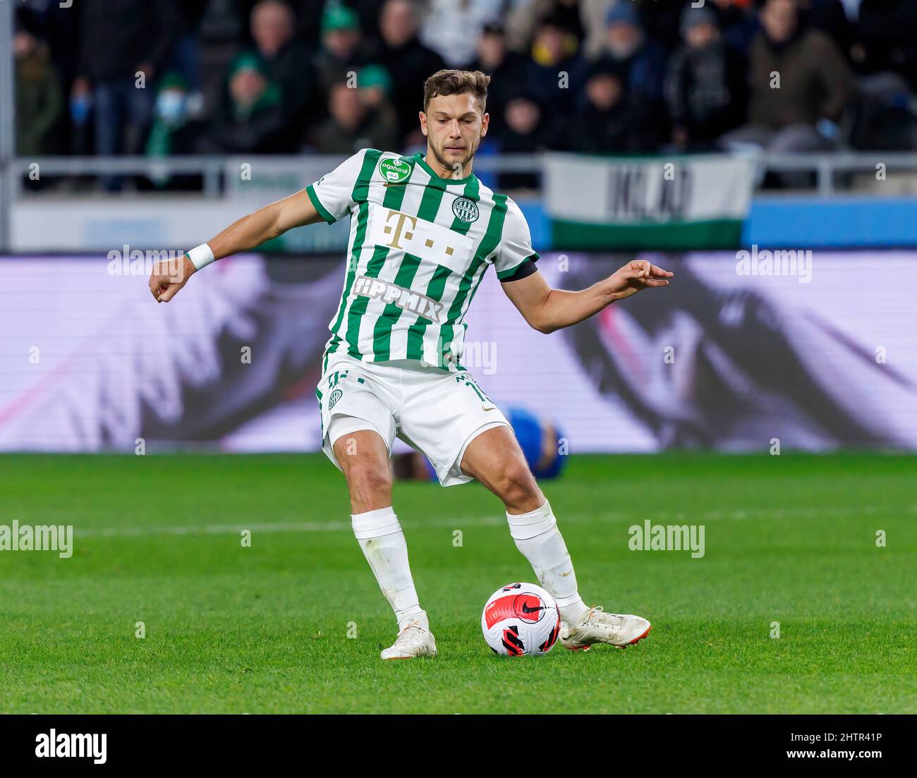 BUDAPEST, HUNGARY - FEBRUARY 19: Jose Marcos Marquinhos of Ferencvarosi TC  reacts during the Hungarian OTP Bank Liga match between MTK Budapest and Ferencvarosi  TC at Hidegkuti Nandor Stadium on February 19