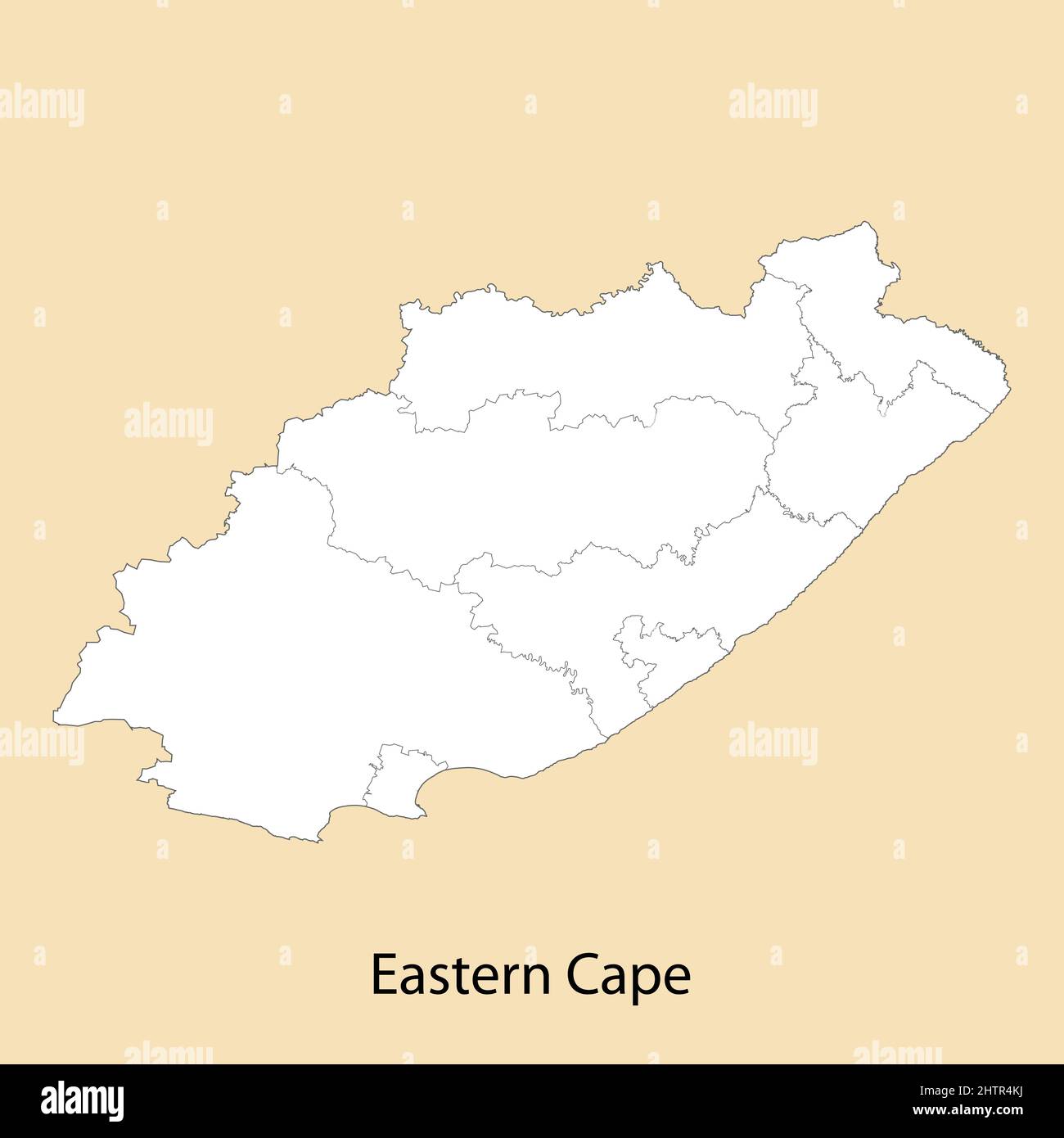 High Quality map of Eastern Cape is a region of South Africa, with borders of the districts Stock Vector
