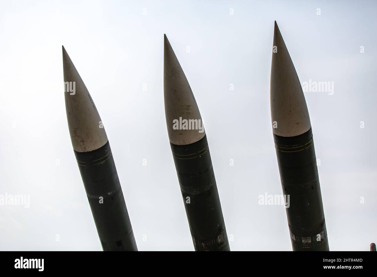 Russian rocket offensive weapon deployed and ready to fire Stock Photo