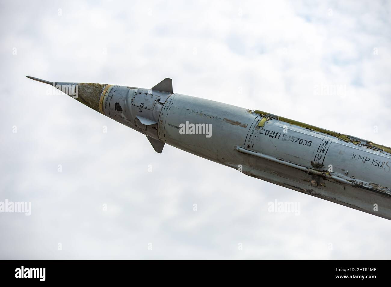 Russian rocket offensive weapon deployed and ready to fire Stock Photo
