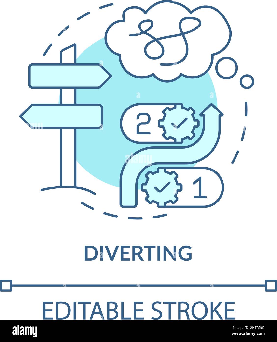 Diverting turquoise concept icon Stock Vector