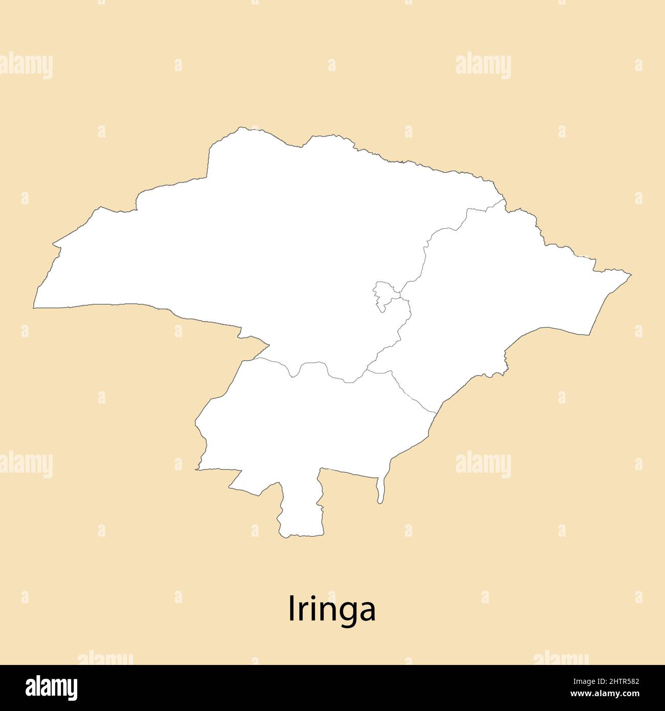 High Quality map of Iringa is a region of Tanzania, with borders of the districts Stock Vector