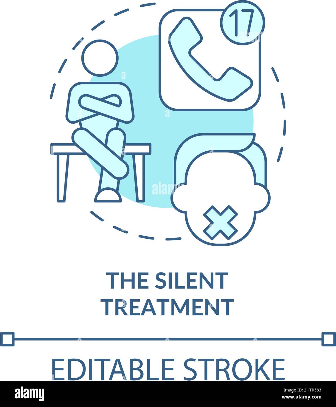Silent treatment turquoise concept icon Stock Vector