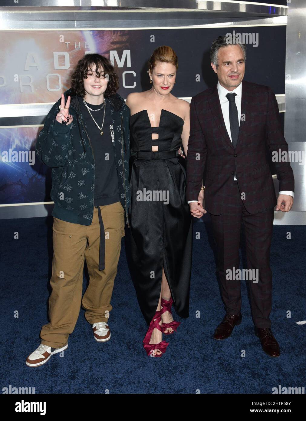 28 February 2022 - New York, New York - Keen Ruffalo, Sunrise Coigney  Ruffalo, Mark Ruffalo. “The Adam