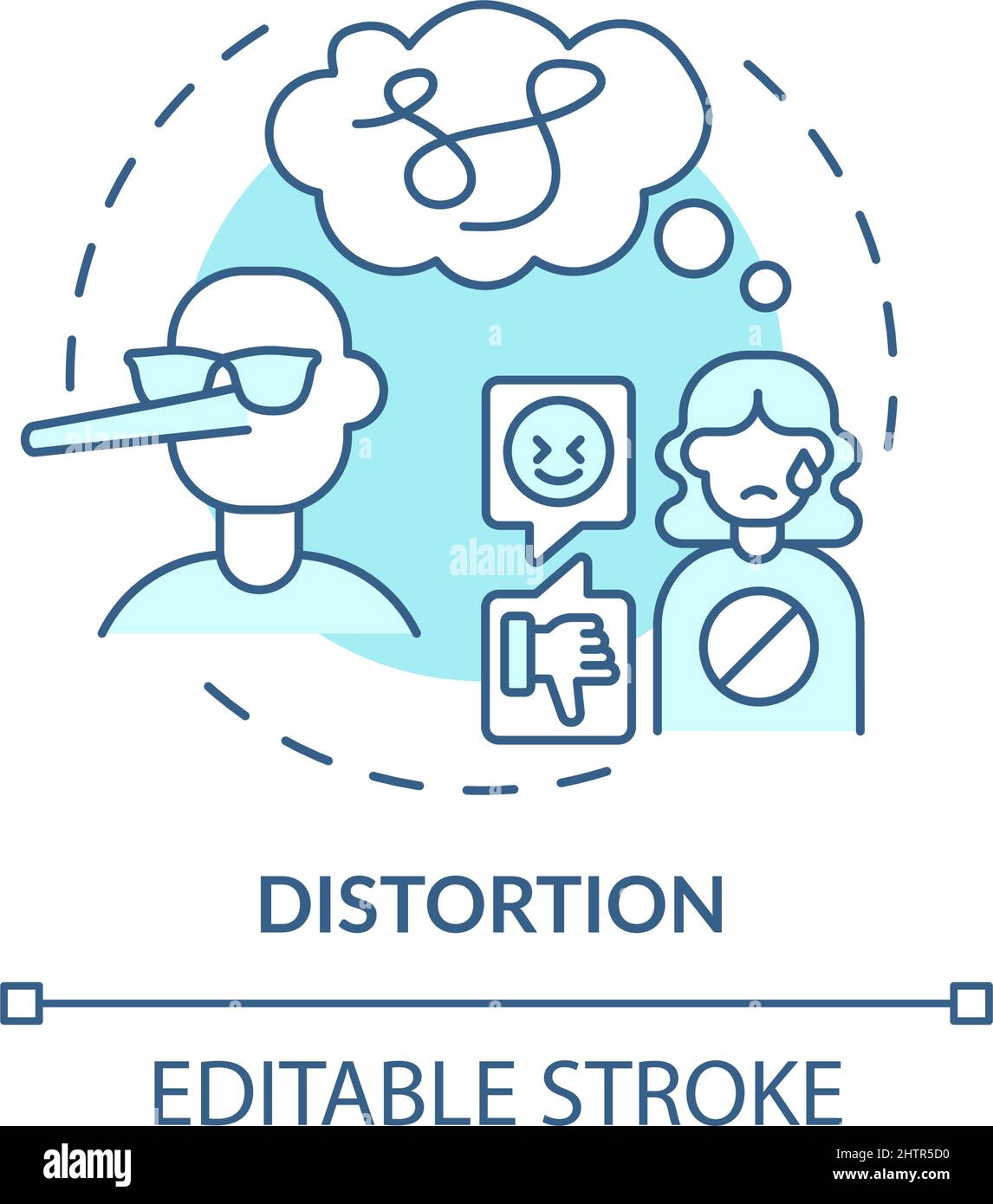 Distortion turquoise concept icon Stock Vector