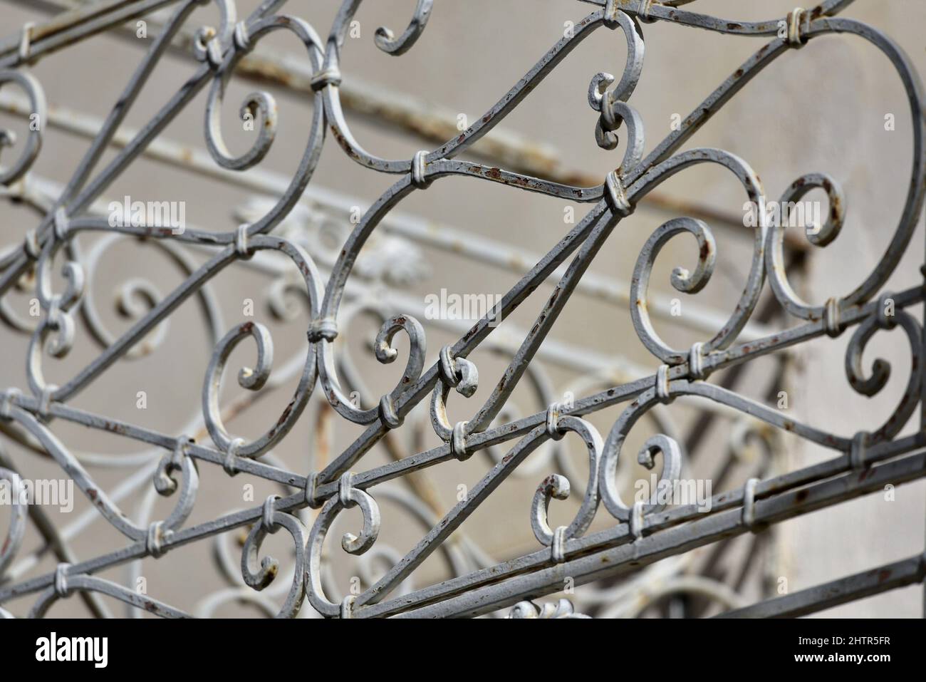 Traditional custom made forged iron balcony railing in Nafplio, Greece ...